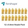 Satz von 12 Messingdüsen MK8 Forshape 0.4mm Satz von 12 Messingdüsen MK8 Forshape 0.4mm