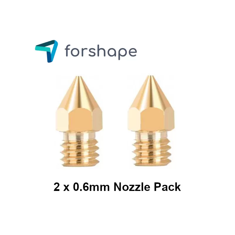 Satz von 2 Messingdüsen MK8 Forshape 0.6mm Satz von 2 Messingdüsen MK8 Forshape 0.6mm