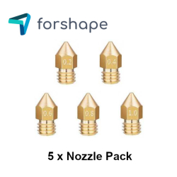 Lot von 5 Messingdüsen MK8 Forshape (0.2mm, 0.4mm, 0.6mm, 0.8mm,1.0mm)
