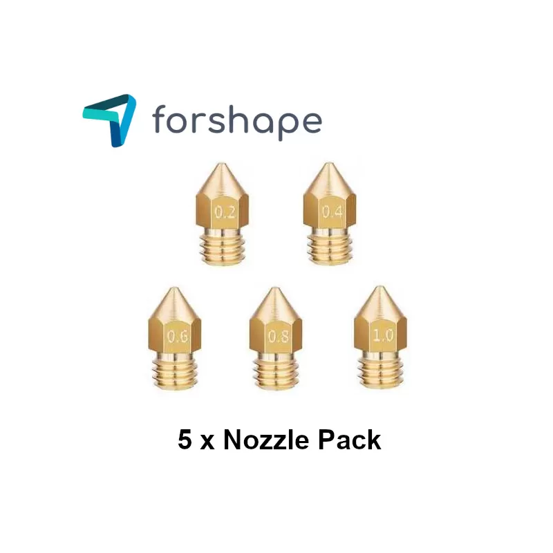 Lot von 5 Messingdüsen MK8 Forshape (0.2mm, 0.4mm, 0.6mm, 0.8mm,1.0mm) Lot von 5 Messingdüsen MK8 Forshape (0.2mm, 0.4mm, 0.6mm, 0.8mm,1.0mm)