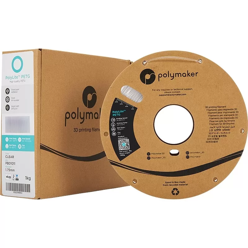 PolyLite PETG Transparent - 1.75mm - 1 kg - Karton PolyLite PETG Transparent - 1.75mm - 1 kg - Karton