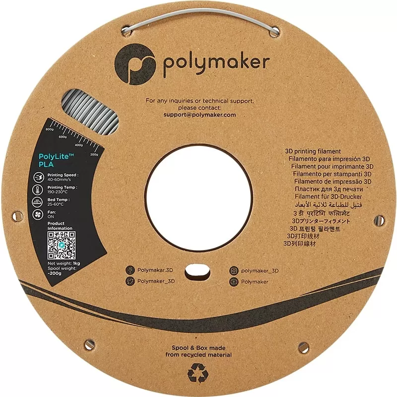 PLA Premium Grau Polymaker - 1.75mm - 1 kg PLA Premium Grau Polymaker - 1.75mm - 1 kg