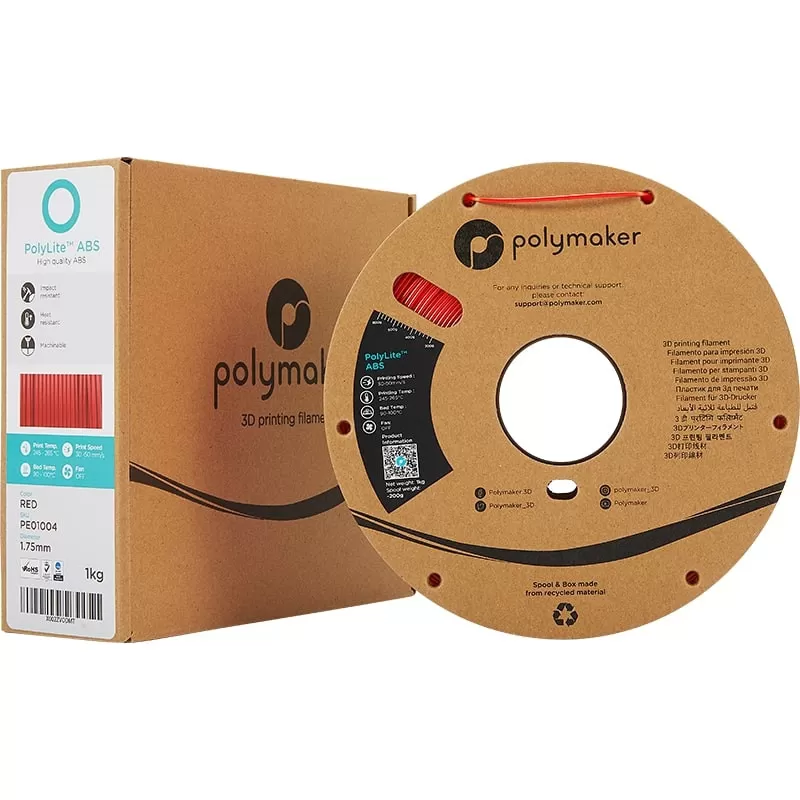 ABS Rot Polymaker PolyLite - 1.75mm - 1 kg ABS Rot Polymaker PolyLite - 1.75mm - 1 kg