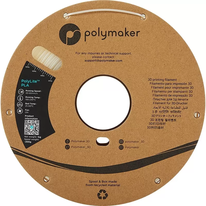 PolyLite PLA Natur Polymaker - 2.85mm - 1 kg PolyLite PLA Natur Polymaker - 2.85mm - 1 kg