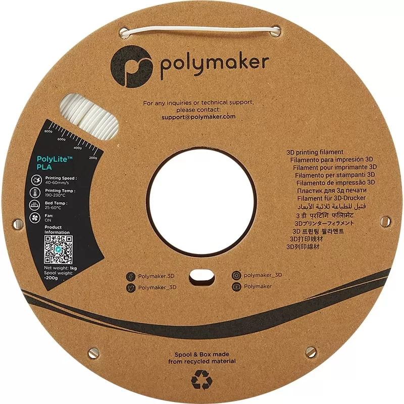PolyLite PLA Weiß Polymaker - 2.85mm - 1 kg PolyLite PLA Weiß Polymaker - 2.85mm - 1 kg
