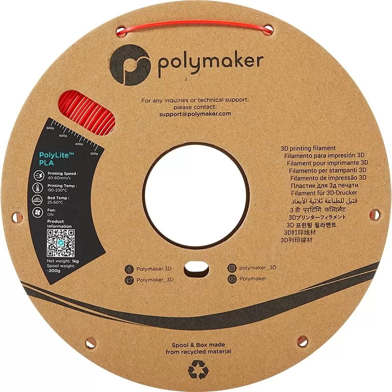 PolyLite PLA Rot Polymaker - 2.85mm - 1 kg PolyLite PLA Rot Polymaker - 2.85mm - 1 kg
