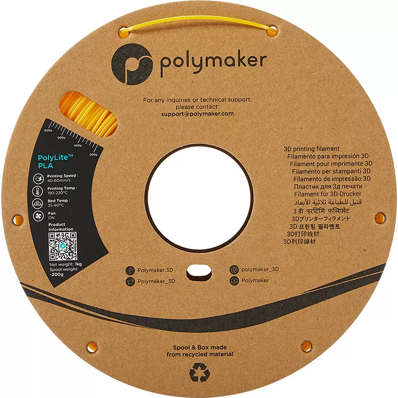 PolyLite PLA Gelb Polymaker - 2.85mm - 1 kg PolyLite PLA Gelb Polymaker - 2.85mm - 1 kg