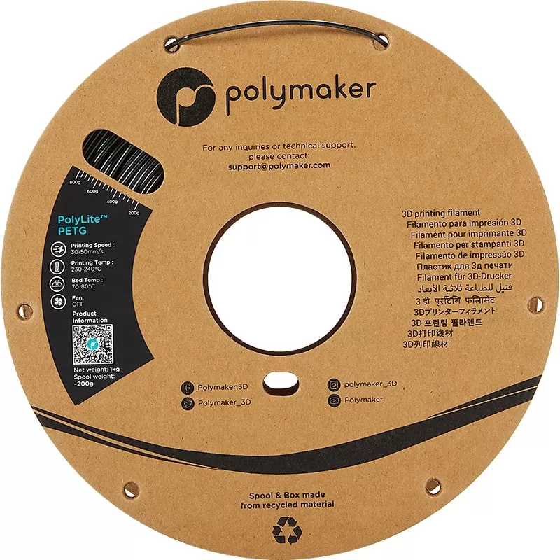 PolyLite PETG Schwarz Polymaker - 1.75mm - 1 kg PolyLite PETG Schwarz Polymaker - 1.75mm - 1 kg