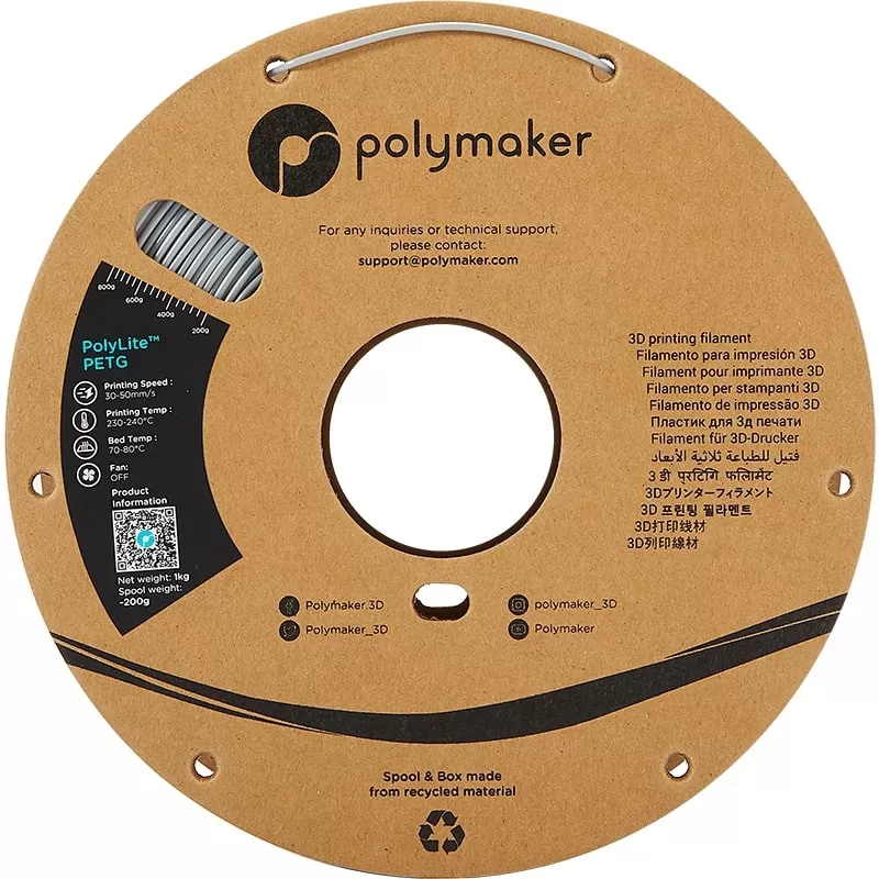 PolyLite PETG Grau Polymaker - 2.85mm - 1 kg PolyLite PETG Grau Polymaker - 2.85mm - 1 kg