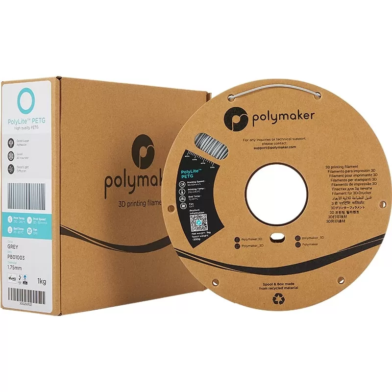 PolyLite Packaging PETG Grau - 2.85mm - 1 kg PolyLite Packaging PETG Grau - 2.85mm - 1 kg