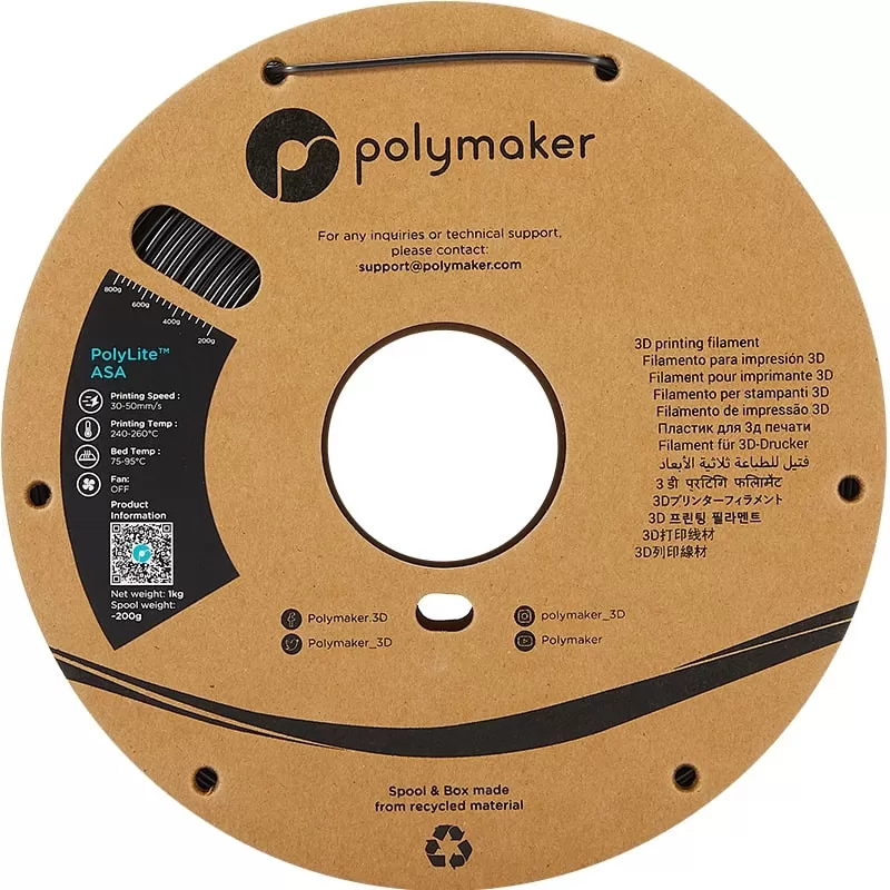 Polymaker PolyLite ASA Schwarz - 2.85mm - 1 kg Polymaker PolyLite ASA Schwarz - 2.85mm - 1 kg