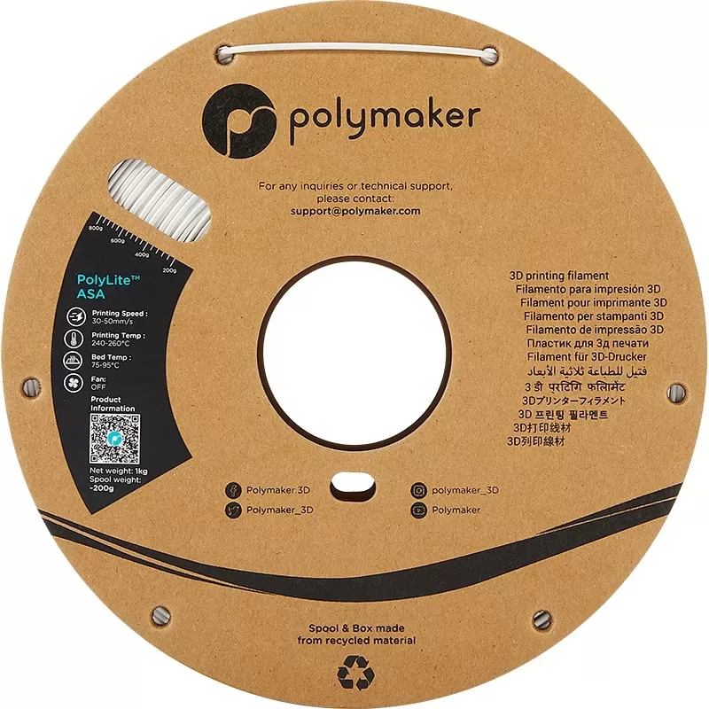 PolyLite Filament ASA Weiß - 2.85mm - 1 kg PolyLite Filament ASA Weiß - 2.85mm - 1 kg