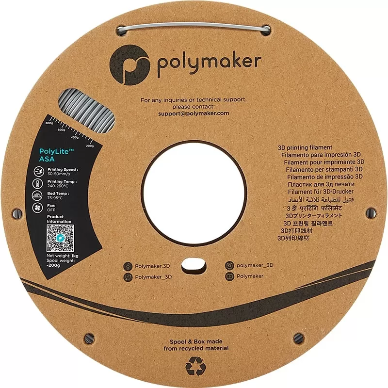 PolyLite Filament ASA Grau - 1.75mm - 1 kg PolyLite Filament ASA Grau - 1.75mm - 1 kg