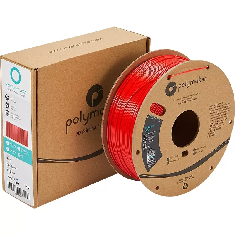 Verpackung PolyLite ASA Rot - 1.75mm - 1 kg Verpackung PolyLite ASA Rot - 1.75mm - 1 kg