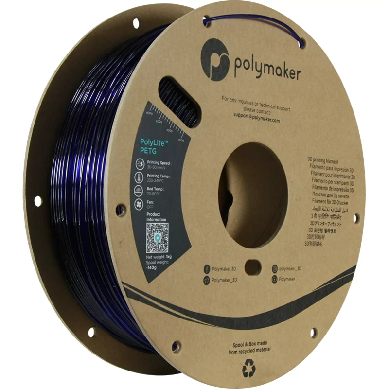 PolyLite PETG Transluzentes Blau - 1.75mm - 1 kg