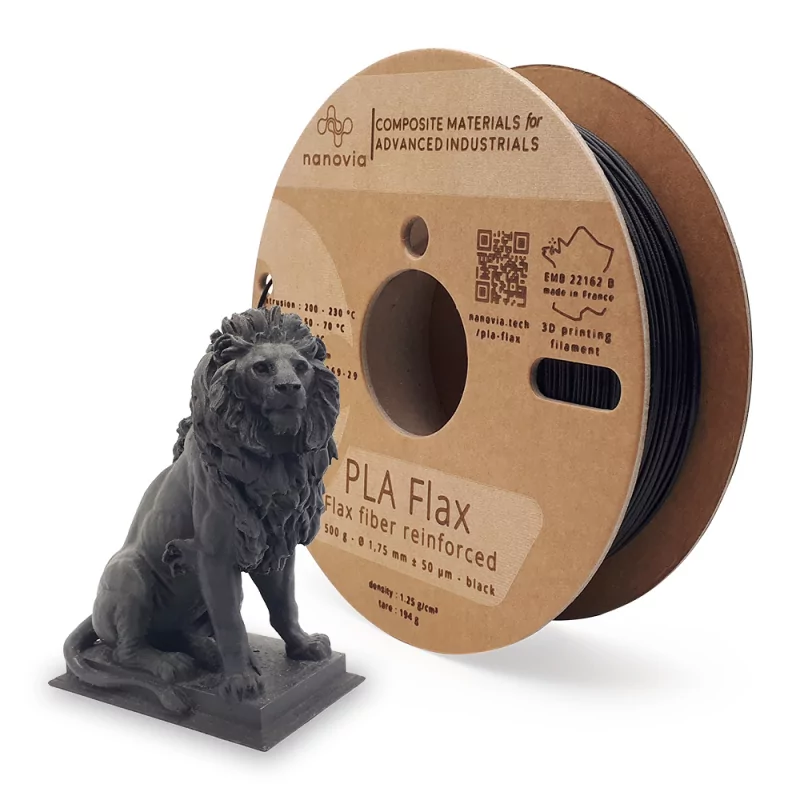 Nanovia - PLA Leinen: verstärkt mit Leinenfasern - Schwarz - 500 g Nanovia - PLA Leinen: verstärkt mit Leinenfasern - Schwarz - 500 g
