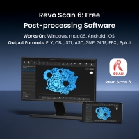 Revopoint Range 3 ist zur Verarbeitung von 3D-Scans mit einem kompatiblen Computer verbunden